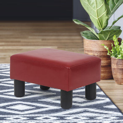 Flannel Small Footstool Ottoman For Footrest, Modern Rectangle Step Stool Extra Seating With Non-Skid Plastic Legs For Living Room, Couch, Entryway
