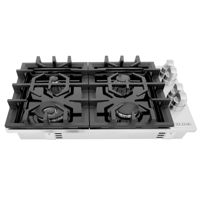 ZLINE 30 in. Gas Cooktop with 4 Burners and Porcelain Top, Black Porcelain