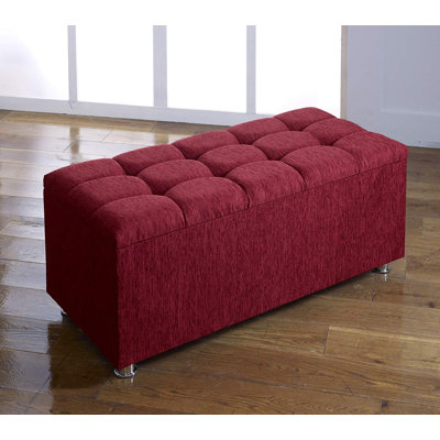 Pouliot 101cm Wide Tufted Rectangle Solid Colour Ottoman with Storage