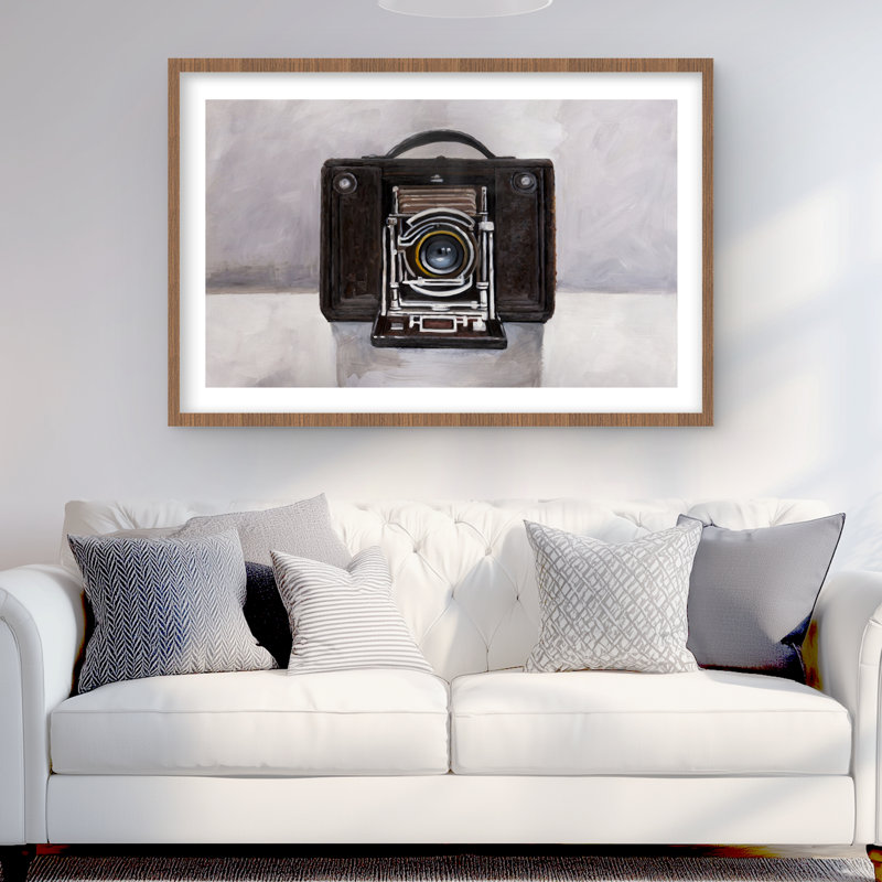 Old Camera - Gray Framed Matted Print for Home Decor
