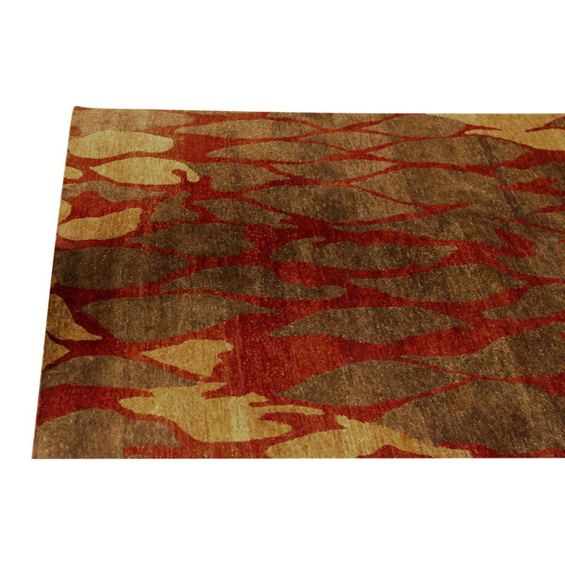 Wool Abstract Area Rug in Red