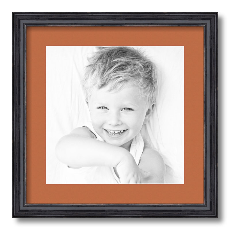 Wood Matte Picture Frame with Mat, Red Orange