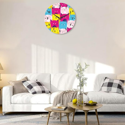 SPUNKER Wall Clocks,Cute Cats Wall Clocks For Living Room Decor, Kitten Kitchen Clocks Wall Battery Operated - 10 Inch Round Bathroom Wall Clock Silent Non-Ticking