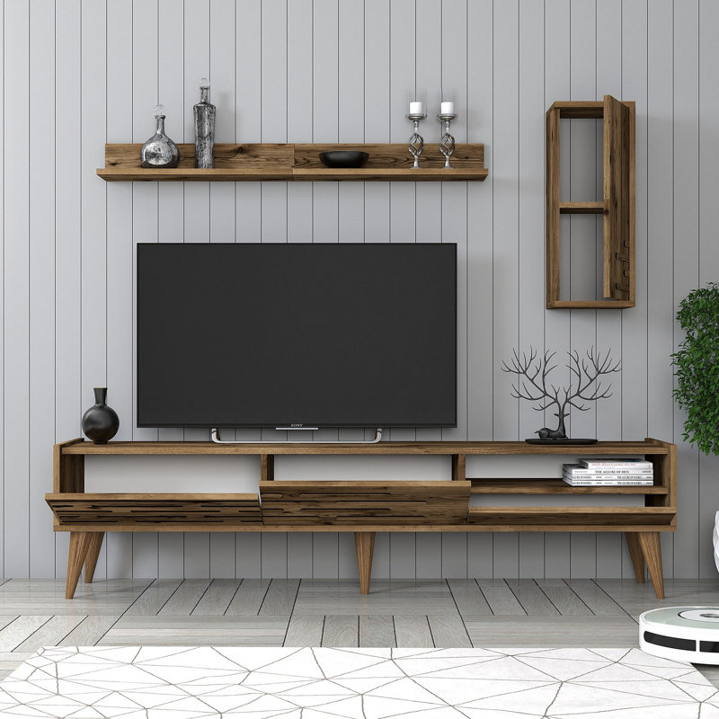 Keikei Unfinished TV Stand, Brown