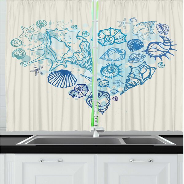 East Urban Home Ruffled 55'' W Kitchen Curtain in | Wayfair