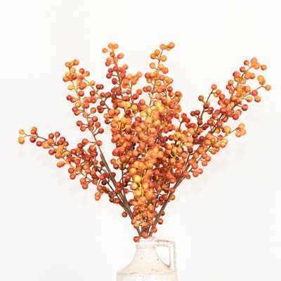 16" Artificial Fall Sprays Berry Branches For Vase Filler, Farmhouse Long Stem Faux Flower For Holidays, Wedding Party Table Decoration, Fall Winter Home Decor, Set Of 5