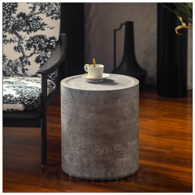 Table d'appoint d'angle moderne en faux béton moderne, aucun assemblage requis pour le salon et la chambre à coucher
