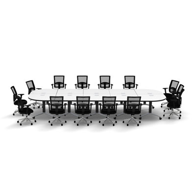 Rectangle 14 Person Flip Top 72'' L Modular Training Table and Chair Set with Casters and Modesty Panel and Cable Management