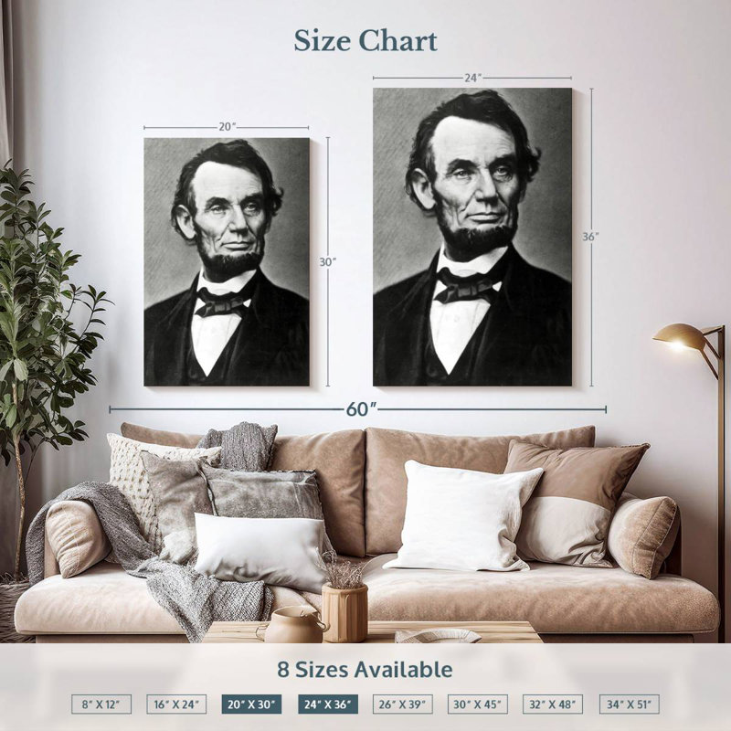 Keiri Monochrome Abraham Lincoln, 36" H x 24" W