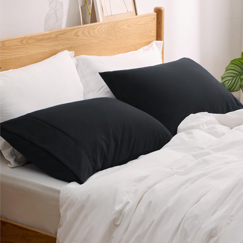 Taies décoratives bohème avec fermeture à enveloppe, Noir, King Pillow Case
