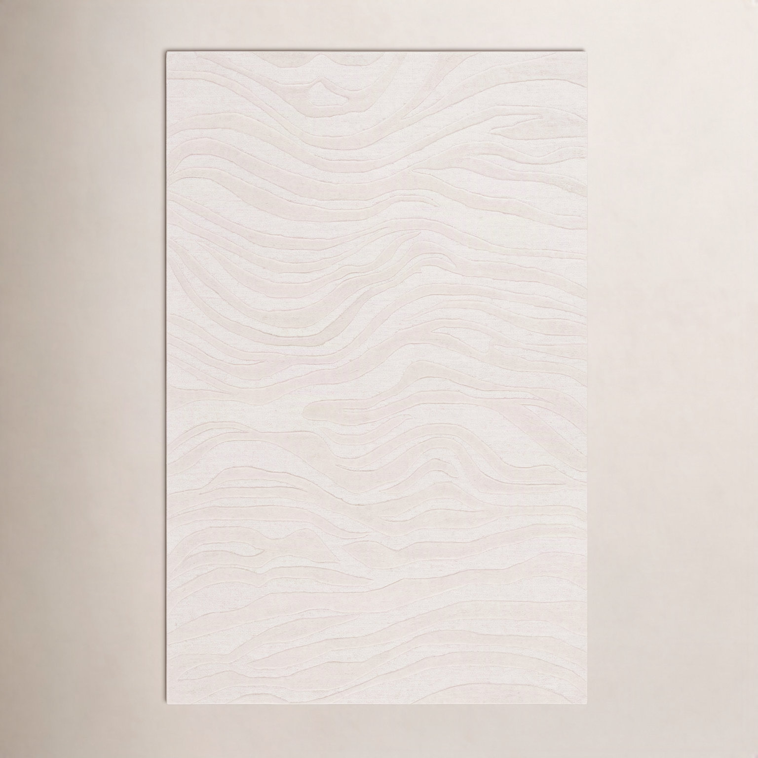 Burleson Ivory Hand-Tufted Abstract Wool Rug, Rectangle 3' x 5'