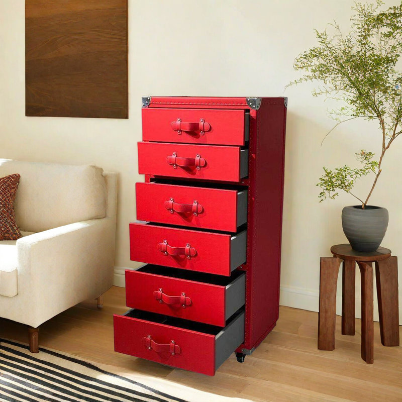 Commode en cuir avec six tiroirs 23,62 po