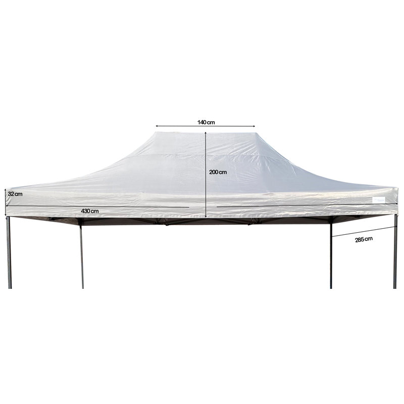 Grasekamp Polyester Replacement Canopy for Gazebo, Grey, 200cm H x 430cm W x 285cm D.
