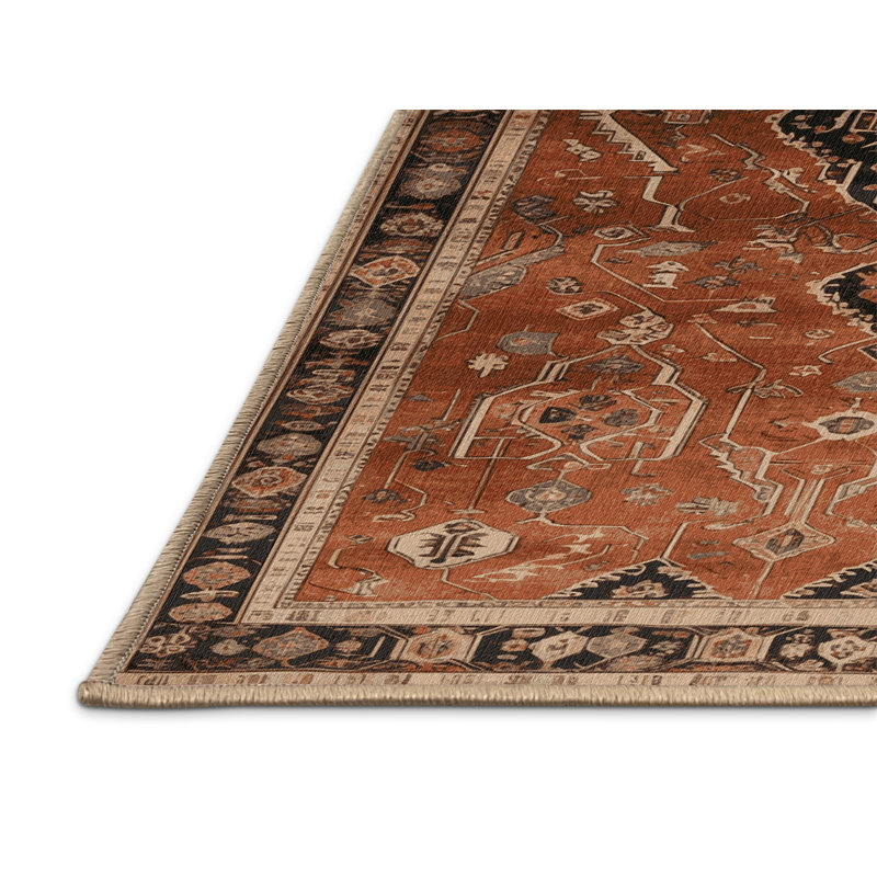 Tapis brun lavable à la machine, Rond 5 pi