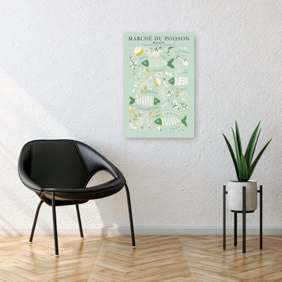 French Fish Market Playful Rustic Contemporary Fish Coastal Wall Art