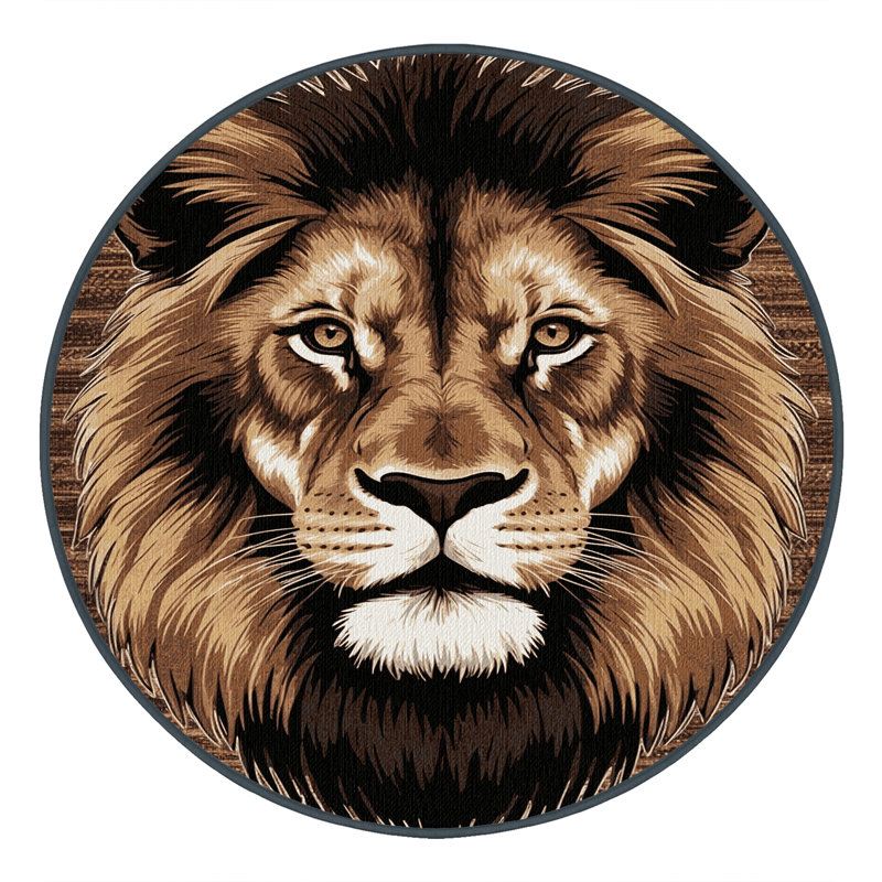  Tapis lavable lion du Congo, Rond 7 pi