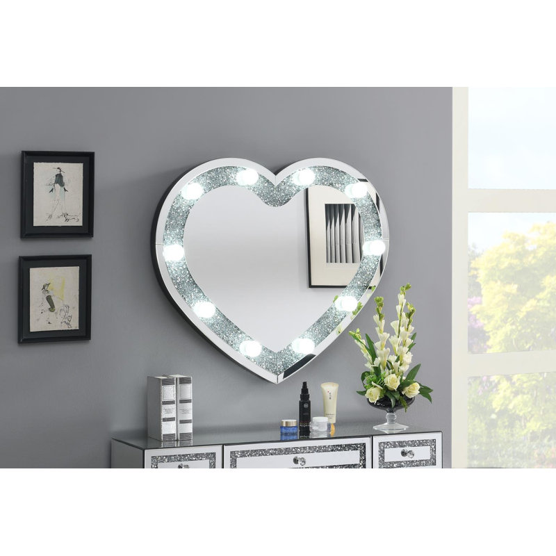 Wood Frame Heart Wall Mirror