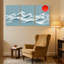 Ensemble de 3 impressions sur toile Nautical & Beach Ocean Waves Under Red Sun-631885120