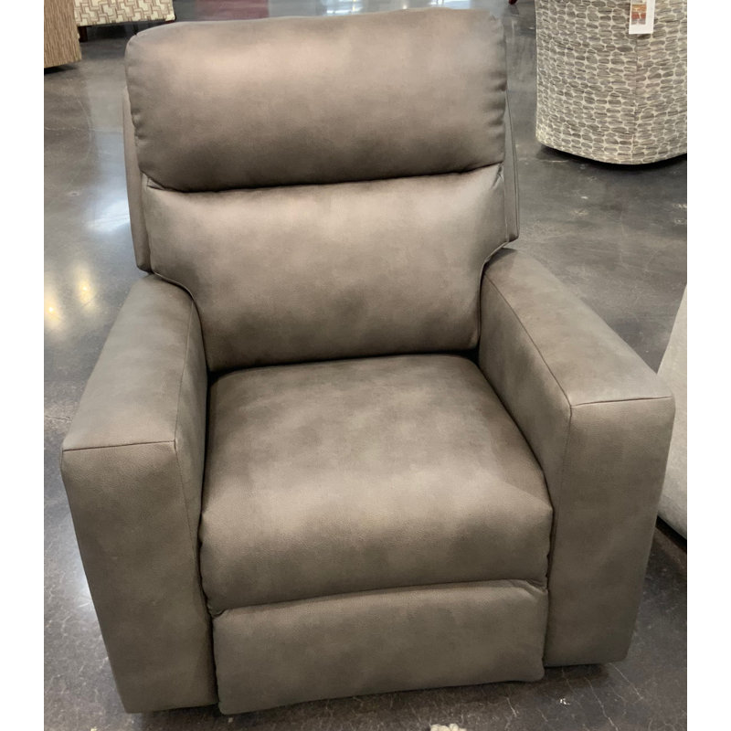 Bristol Leather Power Headrest Recliner with Lumbar, Scottsdale Graystone, Power/Rocker