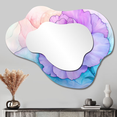 Miroir décoratif floral irrégulier - Harmony mauve de fleur d'œillet, imprimé sur métal
