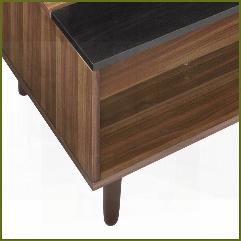 Noir et noir Table basse à plateau relevable en noyer - Centre de table de salon avec rangement polyvalent