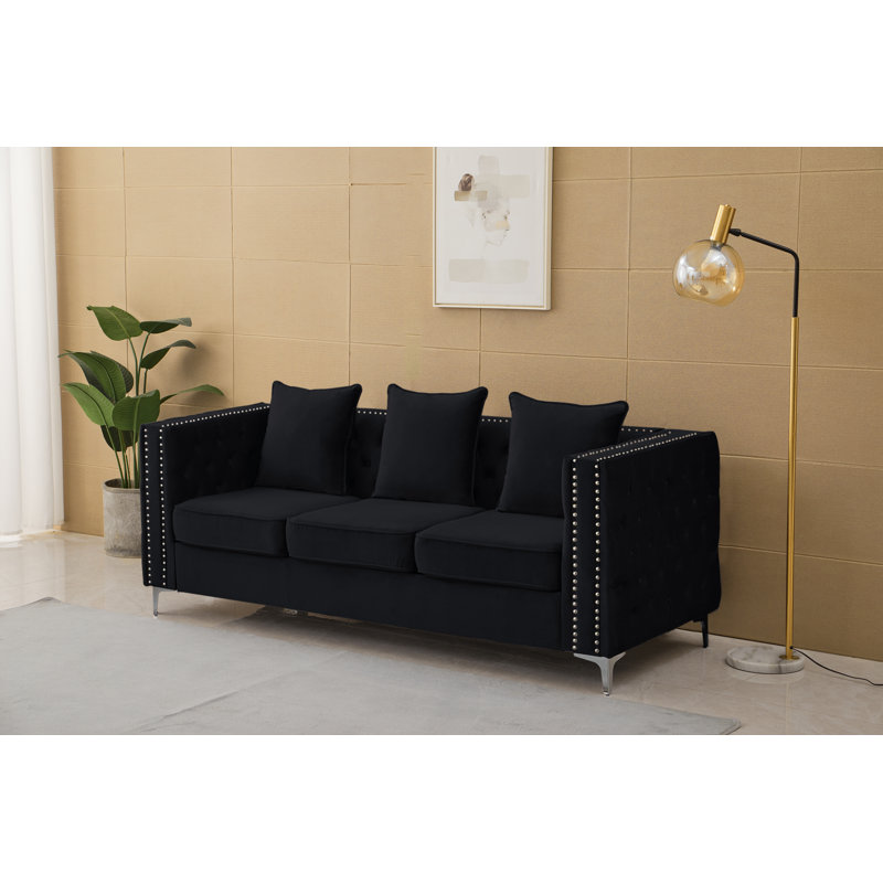 Canapé rembourré Habbe, Velours beige