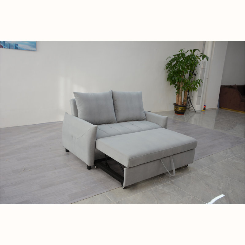 Canapé-lit futon, canapé futon avec dossier réglable, Gris clair