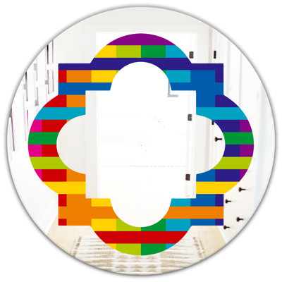 Quatrefoil Simple Geometric Pattern Modern Frameless Wall Mirror