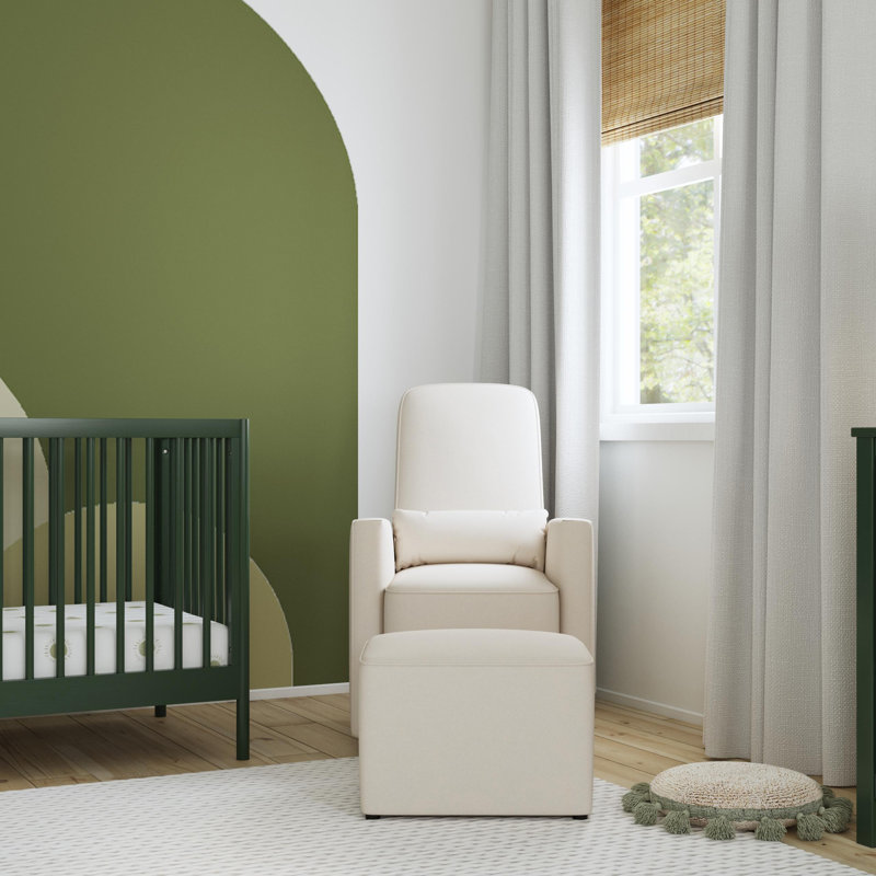 Olive Swivel Glider with Ottoman, Cream