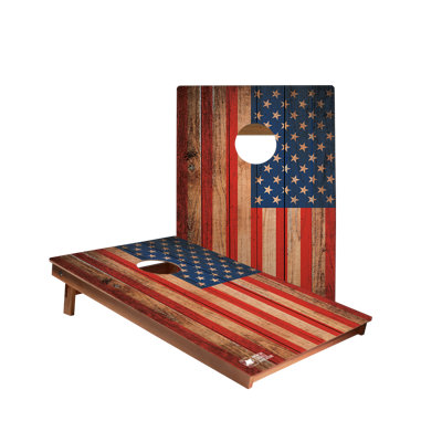 Distressed Wood Flag Backyard 2x3ft Cornhole Boards