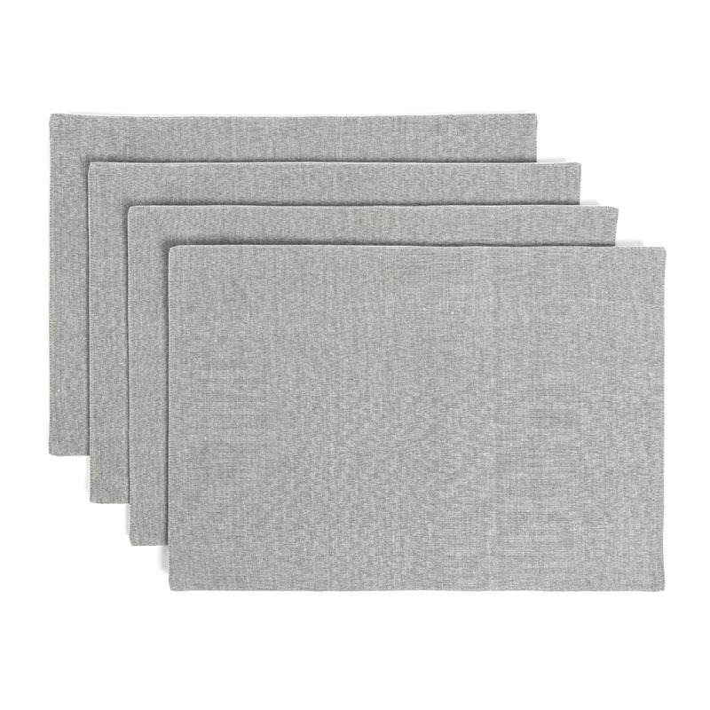 Gray Woven Chambray Cotton Placemats - Set of 4 - 14" x 20"