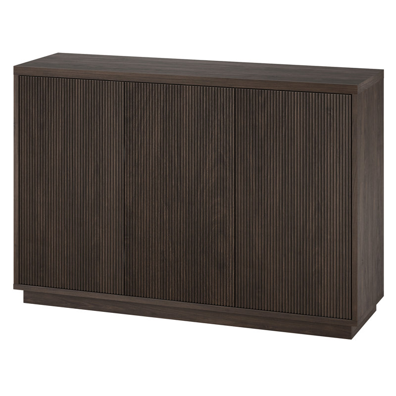Buffet 48 "cannelé avec tablettes réglables et gestion des câbles - Buffet transitionnel brun Alder pour salle à manger | Alston