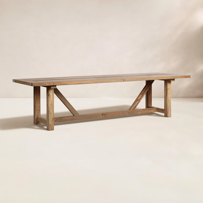 Berks Rectangular Teak Solid Wood Outdoor Dining Table , 118 " W 39.25 " D, Reclaimed Natural