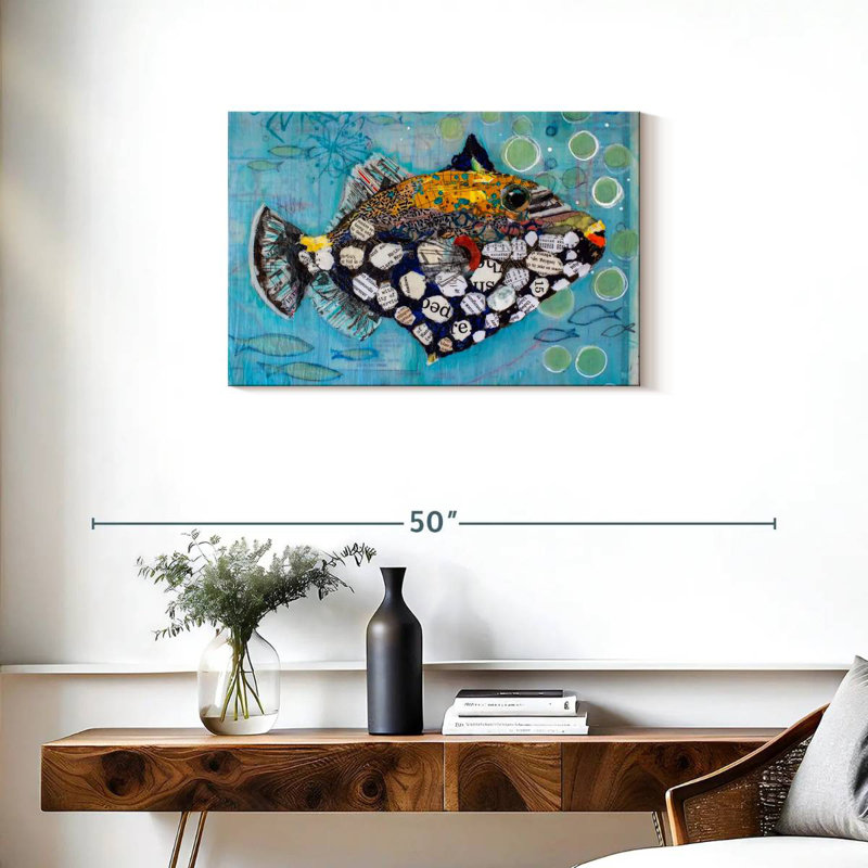 Brampt Clown Triggerfish, 20" H x 30" W