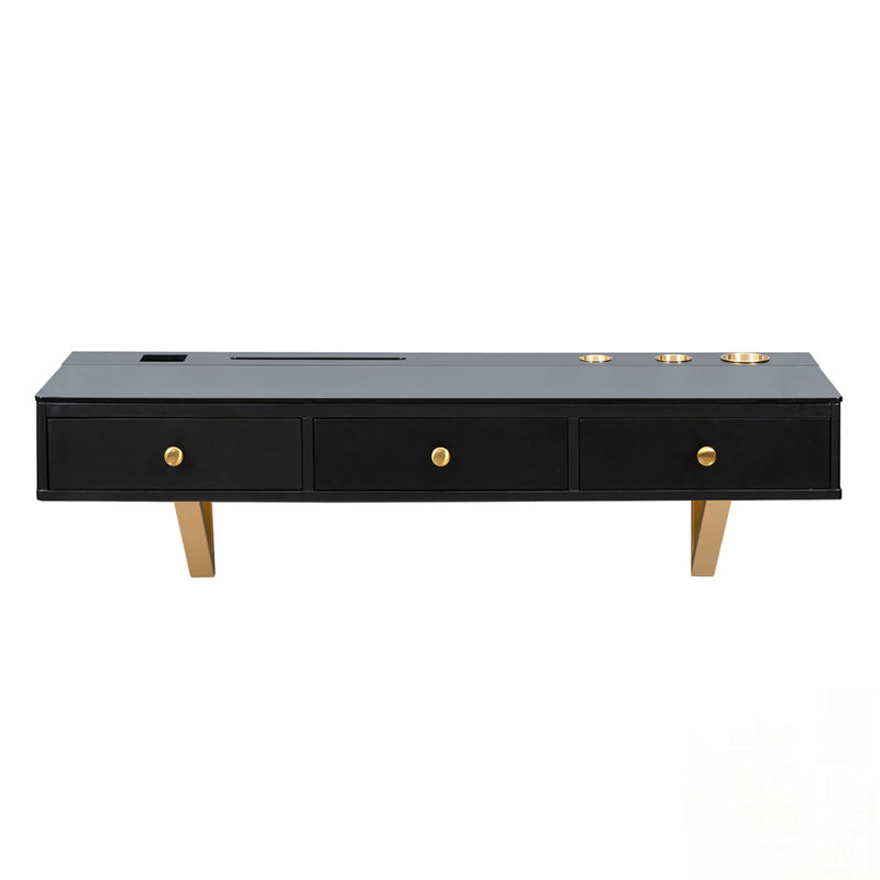 Multi-Purpose Wall-Mounted Vanity Table(Mirror not included), Black