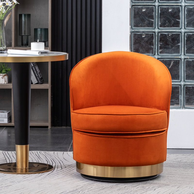 Fauteuil pivotant en velours orange par - et assise élégante avec housse en mousse épaisse de style moderne, Orange