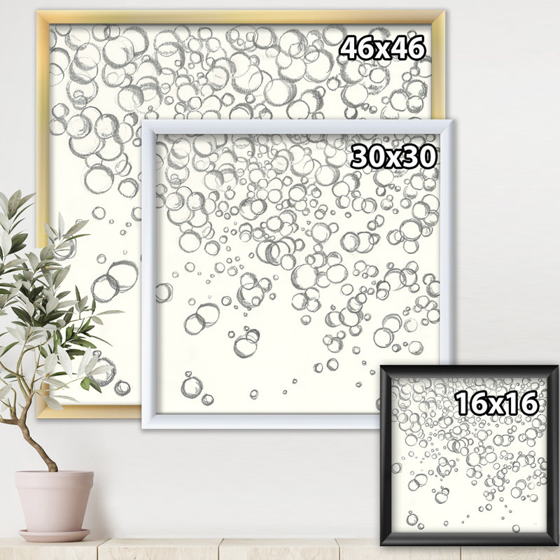 Simple Bubbles I - reproduction d'art sur toile, H 16 po x l 16 po x P 1 po, Cadre blanc
