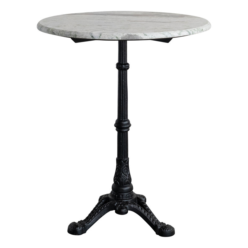 Round Marble Bistro Table with Cast Metal Base