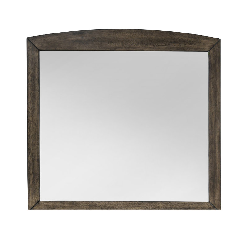 Roxy Dresser Mirror, Curved Top, Rustic Walnut Brown Solid Rubberwood