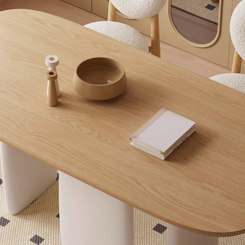 Ensemble de table de salle à manger en bois de frêne crème, H 29,52 po x L 70,86 po x l 31,49 po