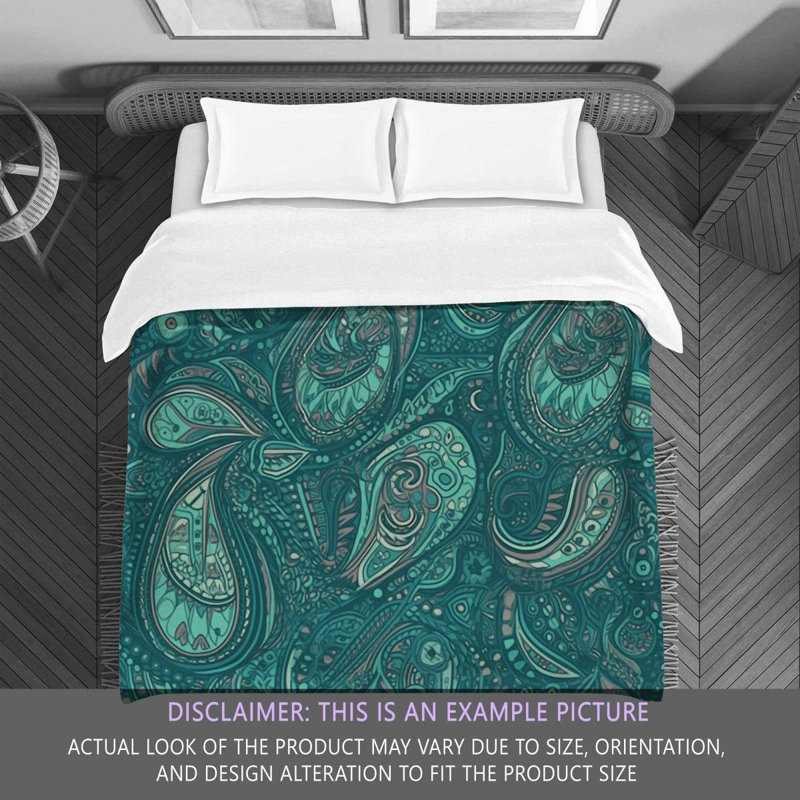 Botanical Blue/Turquoise Microfiber Comforter, Queen