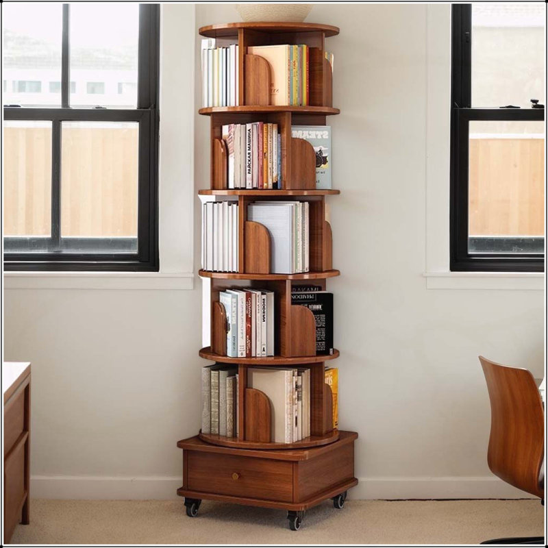Versatile Rotating Bookshelf for Various Rooms, Enhancing Storage and Organization, (6 Shelves) 68.11"H x 18.10"W x 18.10"D