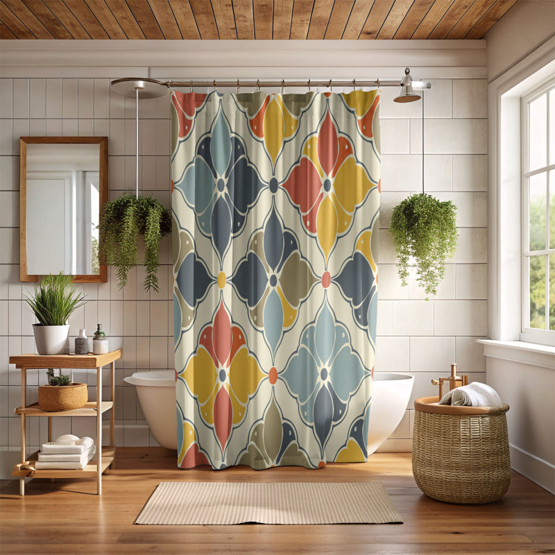 Old Tile - Premium Shower Curtain, 74"H x 71"W