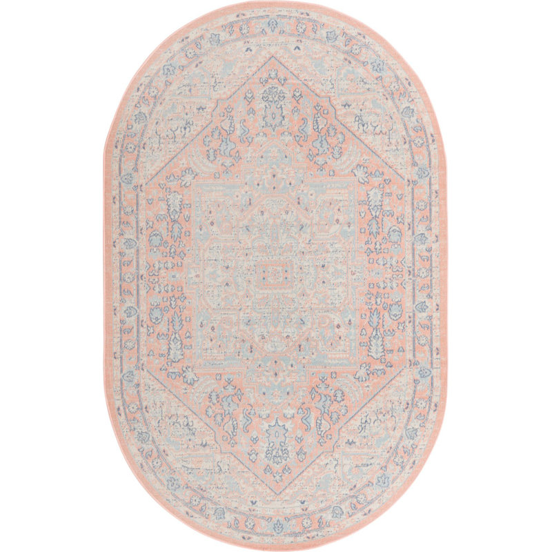Tapis traditionnel rouge Marciel, Ovale 5 pi x 8 pi