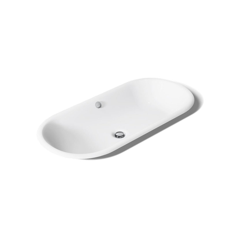 Iron Plains® Metal Oval Dual Mount Bathroom Sink with Overflow, White