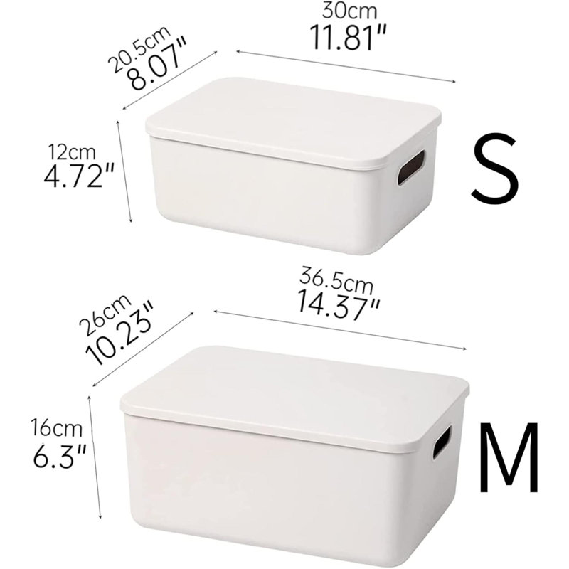Paniers de rangement en plastique avec couvercles organisateurs