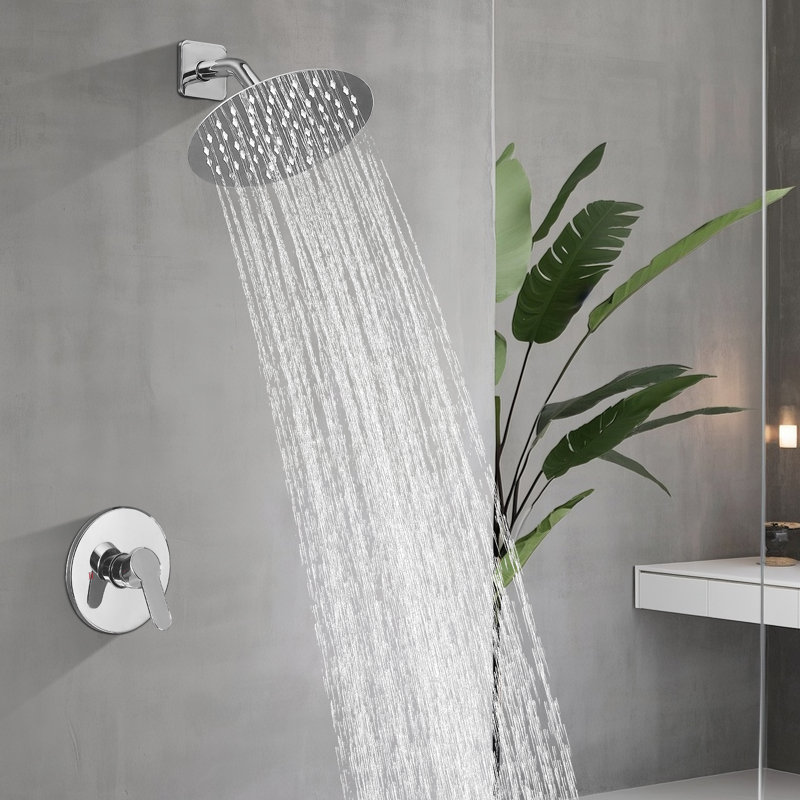 Modern Wall Mount Single Handle Shower Faucet, Chrome