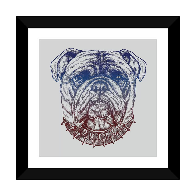 « bouledogue de petits pouces », impression sur toile, H 24 po x l 24 po x P 1 po, Papier d'art encadré noir, Blanc