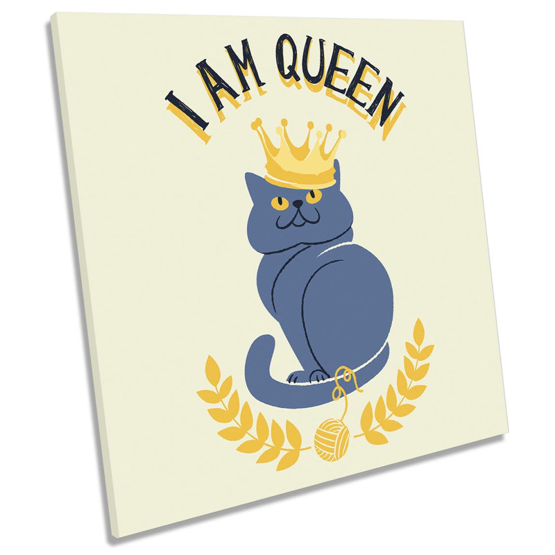 I Am Queen Cat Crown - Wrapped Canvas Print, 40.6cm H x 40.6cm W x 2cm D