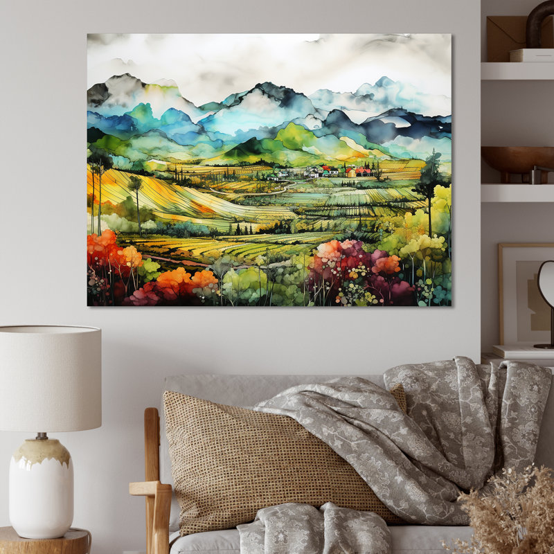Tarquility In The Countryside III - ferme, art mural sur toile, Toile tendue, H 30 po x l 40 po